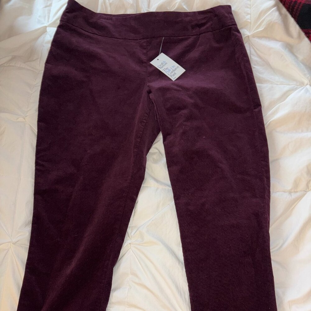 Croft & Barrow Pull-On Corduroy Pants Womens Petite 14P Burgundy NWT